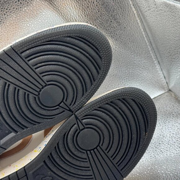 Size 10 Air Jordan 1 SE Mid Mens Black White Brushstroke Paint Shoes‎ DA8005-100 - Picture 11 of 12